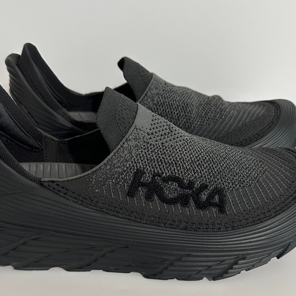 Hoka Black Knit Slip-On Sneakers